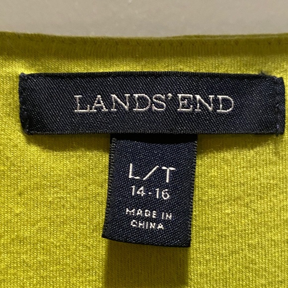 Lands’ End Chartreuse Wrap Maxi Dress Asymmetrical Hem Size L/T 14/16 - Picture 3 of 8